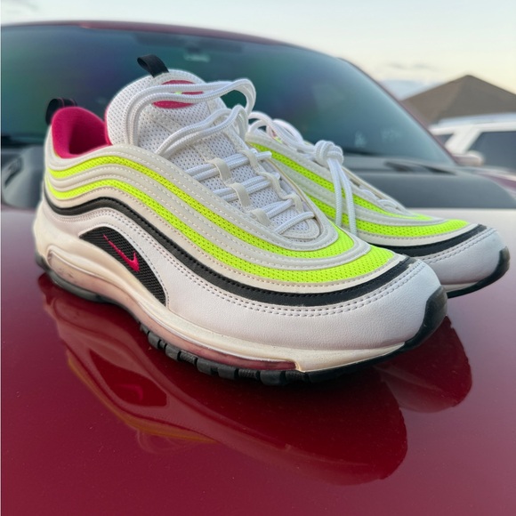 Nike Air Max 97 White with Neon and Pink - Picture 1 of 5